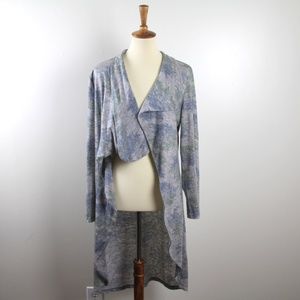 Tracy Porter Long Off Sides Waterfall Floral  Asymmetrical Cardigan Sweater M